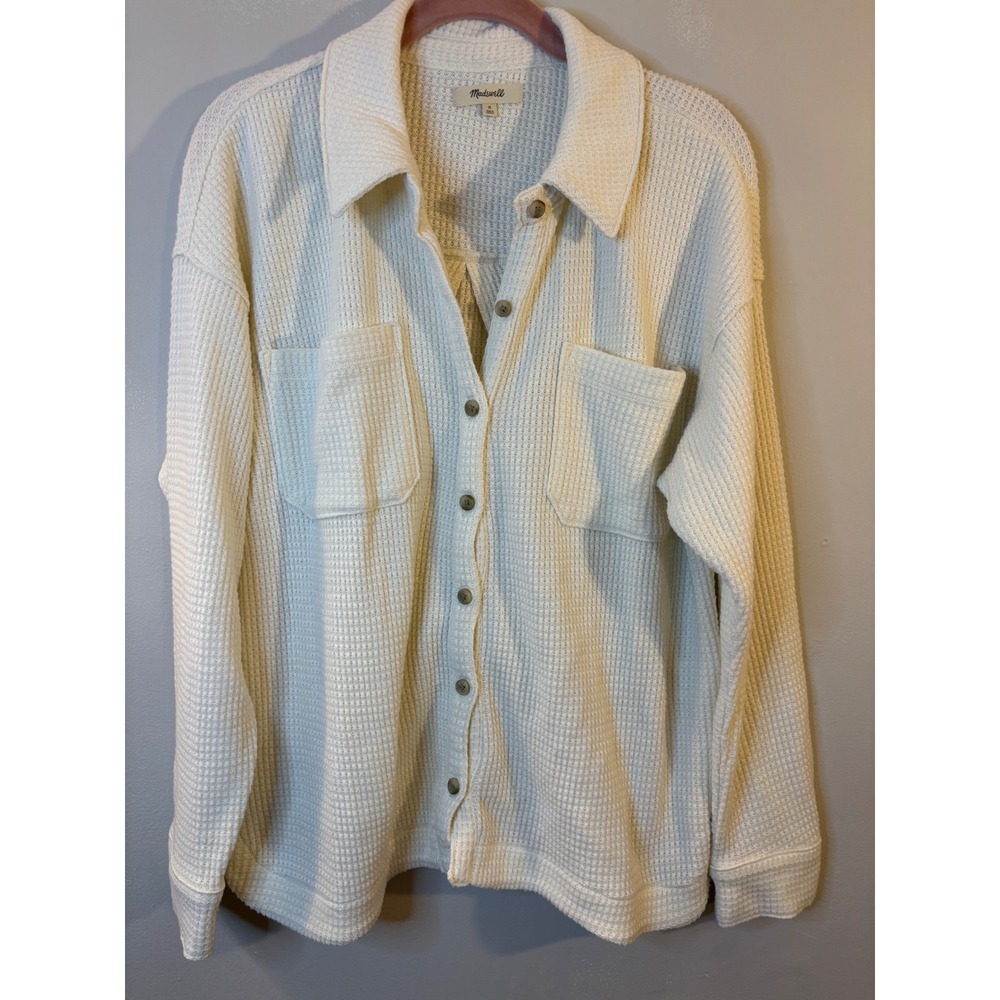 Madewell Ivory Thermal Boxy Button Up Top M LumberJane